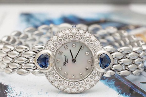 二手萧邦蓝宝石镶钻石英机芯女士腕表
