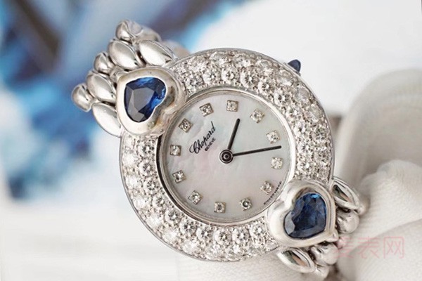 二手萧邦钻石系列满镶钻蓝宝石女士机械腕表