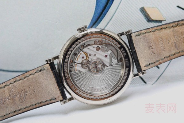 二手宝玑经典系列白金银灰盘手表表背图