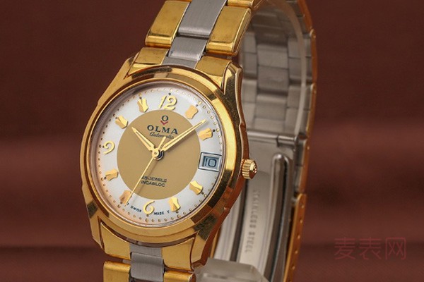 二手奥尔马18k黄金材质中性自动机械腕表